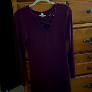 Burgundy long sleeve dress